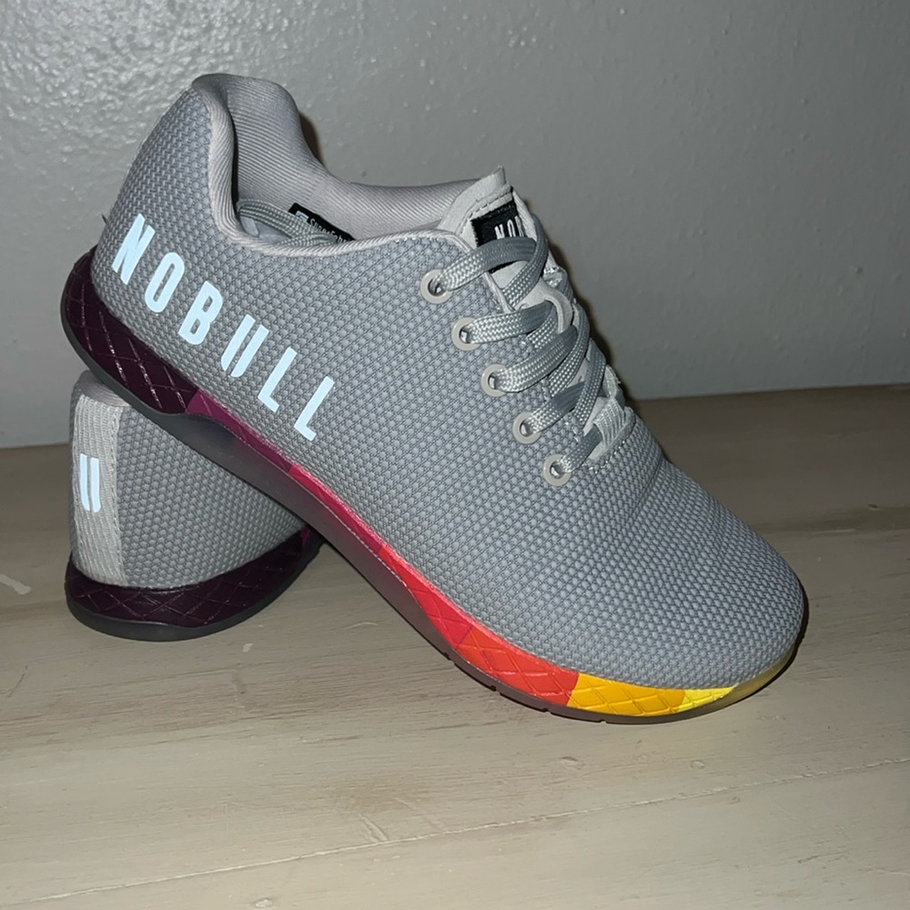 NOBULL Superfabric Trainer Low | Grey color with Multicolor Sole | Size M7, W8.5
